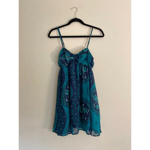 Free People Eternal Spring Blue Floral Babydoll Mini Dress Small